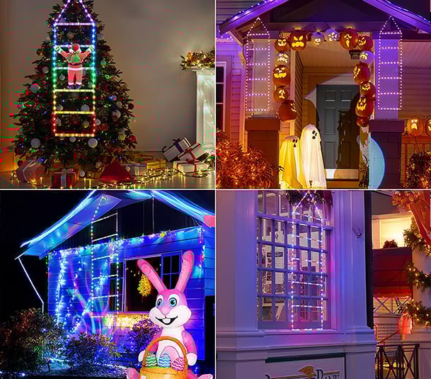 Drabina LED z Mikołajem