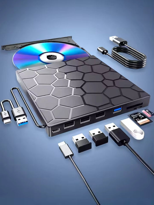 Zewnętrzny napęd CD/DVD 8-w-1 – odtwarzaj, nagrywaj i przechowuj filmy, muzykę i zdjęcia