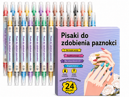 Dwustronny Zestaw Pisaków do Zdobienia Paznokci