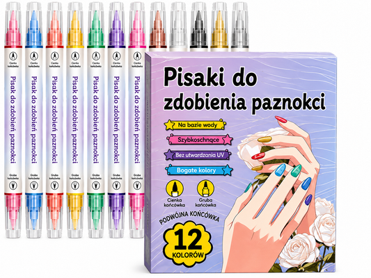 Dwustronny Zestaw Pisaków do Zdobienia Paznokci