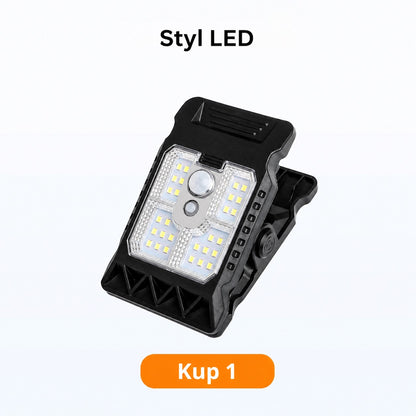 Lampa zewnętrzna solarna z czujnikiem ruchu i mocowaniem na klips